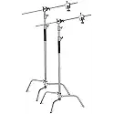 Neewer 100% Stainless Steel C-Stand (2-Pack), Pro Heavy-Duty Photography Light Stand with 4.2ft/1.28m Extension Arm, Grip Head, Turtle Base for Monolight, Softbox, Reflector, Max Height: 10.5ft/3.2m
