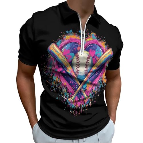 Tee shirt polo homme manches courtes zippé vintage noir look streetwear
