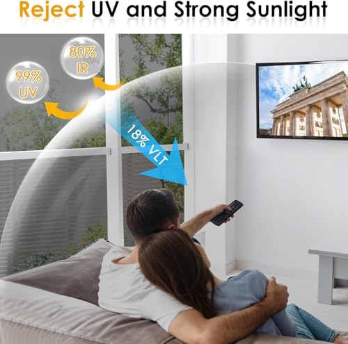 Image of CREON One Way Privacy Window Film, Sun Blocking Heat Control Anti UV Static Cling for Windows Office Door (24 x 150 Inch) Black