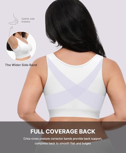Image of SHAPELLX Post Surgery Bras Front Closure Compression Bra Surgical Wirefree Mastectomy Bra with Adjustable Straps