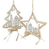 ROBUSTES ET DÉCORATIVES: En bois solide et finement travaillé, chaque breloque est ornée d’un joli nœud naturel, pour un style rustique et authentique dans toute décoration hivernale