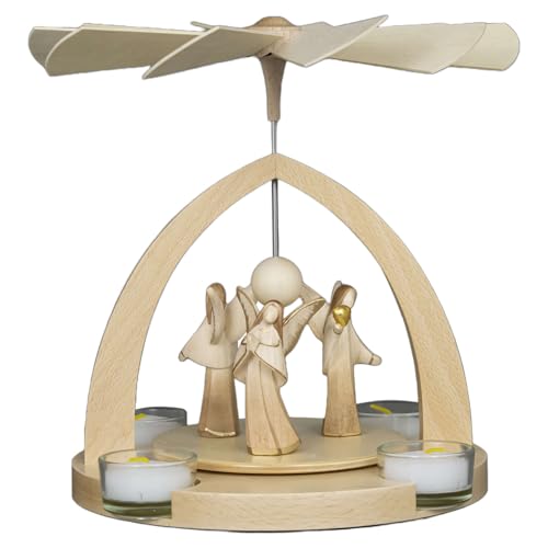 Holyart Pirámide de Navidad Madera Val Gardena 3 ángeles Aram glaseado Bicolor