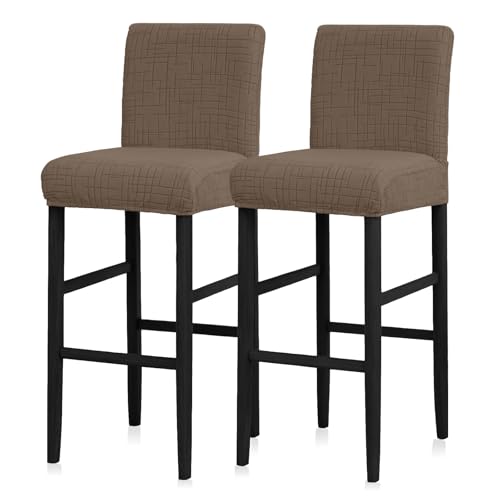 Image of JIUZHEN Coffee Stretch Velvet Bar Stool Counter Covers Set of 2