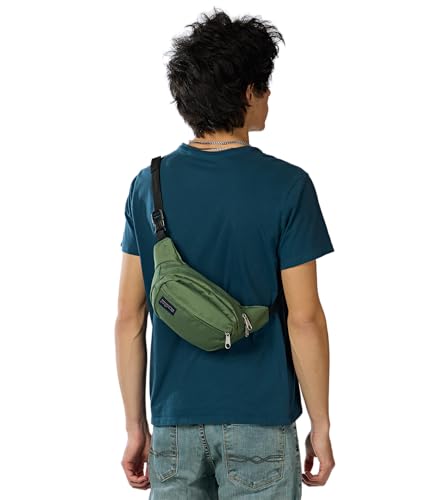 Image of JanSport Fifth Avenue Fanny Pack Crossbody Bags for Women, Men - Stylish, Durable Waist Bag with Adjustable Belt, Main Zippered Pocket, Quick Stash Pocket, Travel Essentials, Cargo Green