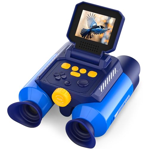 Prismáticos Infantiles Halfcit 10x25 con Cámara y Visión Nocturna. Prismáticos de Juguete para Niños, Aptos para Niños a Partir de 4 años, para Observación de Aves, Acampadas y Senderismo - Azul