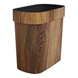FOMIYES Papelera Estrecha de Imitación Madera Vintage para Cocina y Baño, Cubo de Basura Cuadrado Delgado Reutilizable, Bote de Basura Práctico para Hogar y Oficina, Almacenamiento