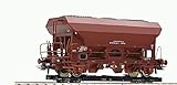 H0e-Rollwagen, beladen mit einem Selbstentladewagen (Bauart Eds) der Deutschen Reichsbahn