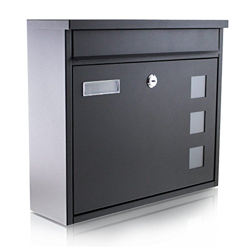 BITUXX® Wandbriefkasten Briefkasten Postkasten Mailbox Letterbox Hausbriefkasten Schwarz