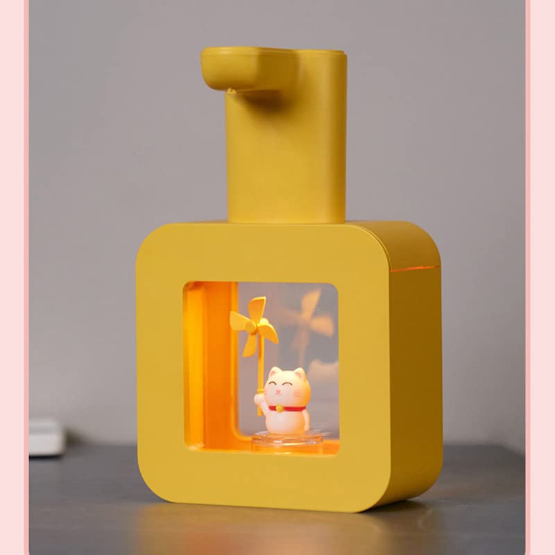 BigKing Dispenser di Sapone Automatico per Bambini, Dispenser Sapone Bagno con Sensore Touchless Sapone in Schiuma Intelligente per Cucina e Bagno(Giallo - Gatto Fortunato)