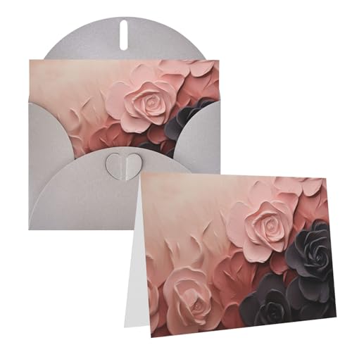 Cartes de vœux vierges Thinking of You avec enveloppes rose pâle et noir pour toutes occasions