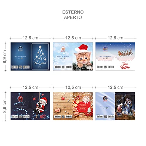 Biglietti MINI NATALE auguri | set 6 biglietti e 6...
