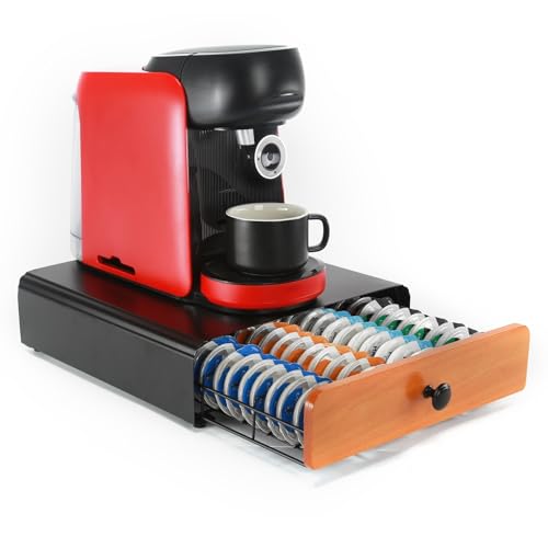 SYSYLY Porte Capsule Compatible pour Tassimo Capsules,Porte Dosette de café,Tiroir Métal, Distributeur, Support Dosette de Café, Tiroir Étagère Empilable pour...