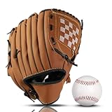 HolyElks Baseball Glove + Ball Sets, Softball Glove, Baseball Mitt, 10.5''-12.5'' for Youth Adult Training and Beginner Play, Synthetic Leather Softball Mitt, Right Hand Throw (Brown, 12.5')