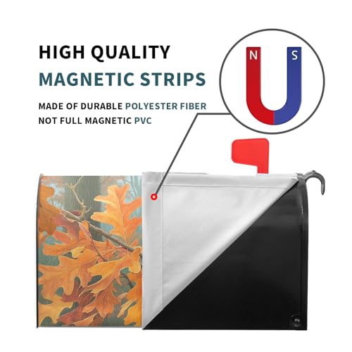 Image of Miaoquhe Autumn Red Bird Mailbox Cover Magnetic Standard Size 21x18 Inch Fall Maple Leaves Mailbox Wrap Fall Mailbox Post Cover Decor Holiday Letter Box Wraps for Home Outdoor Outside Garden Yard