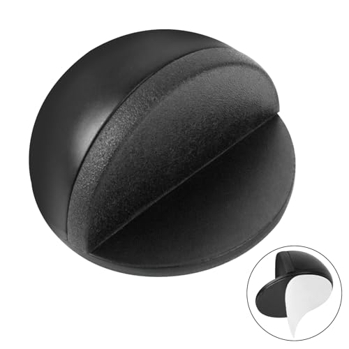 ECOSEAO Türstopper Boden Selbstklebend 1 Stück Türstopper Boden Edelstahl Türstopper mit Gummipuffern Türstopper zum Kleben für Hartböden(Schwarz)