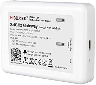LGIDTECH WL-Box1 Miboxer 2.4GHz Gateway WiFi Hub Bridge for Smartphone APP Control Milight Miboxer LED Lamps,Strip Controller.Compatible with Amazon Echo Alexa & Google Home Assistant Voice Control