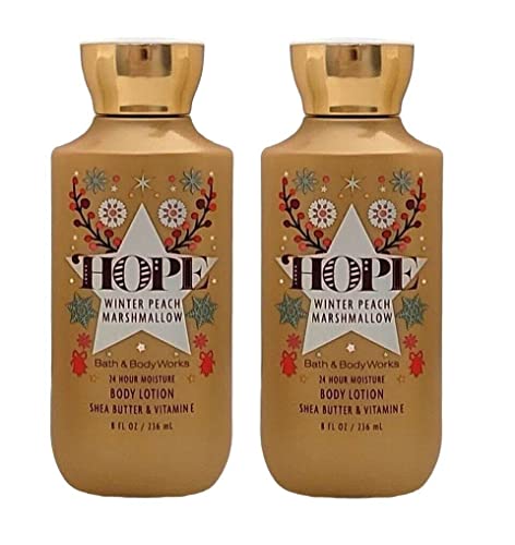 Bath and Body Works Super Smooth Body Lotion Sets Gift For Women 8 Oz -2 Pack (Winter Peach Marshmallow)