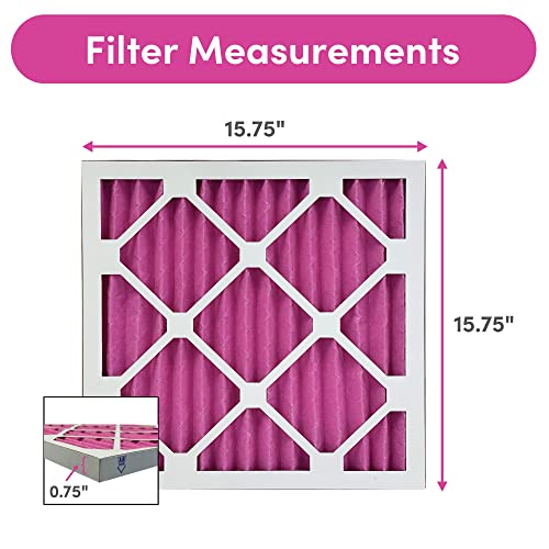 Image of 16x16x1 Air Filter by Colorfil | Color Changing Filters for Cat and Dog Odor | MERV 8 Furnace AC Filter for Pet Hair and Dust | 15.75 inchx15.75 inchx0.75 inch Exact Size | Pack of 6
