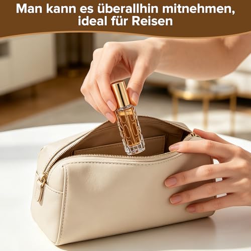 REJOECE 8 butelek z rozpylaczem o zapachu podróżnym, 10 ml, pusta szklana butelka na perfumy, atomizer do przenośnej torby z kroplami i lejkiem, do torebki, kieszeni lub portfela