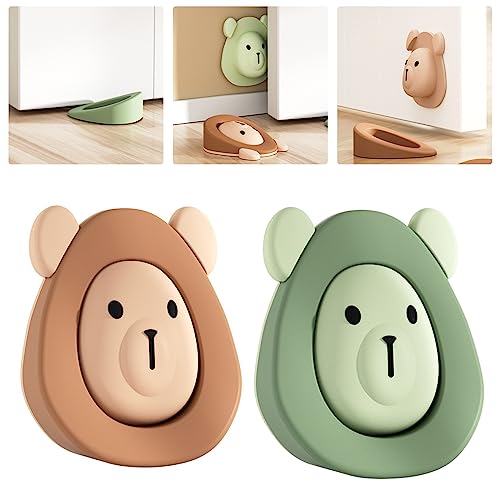 Lot de 2 butoirs de porte en plastique pour chambre d'enfant - Fermeture Porte, Bloc Porte Interieur - Sans perçage - Autocollant mural