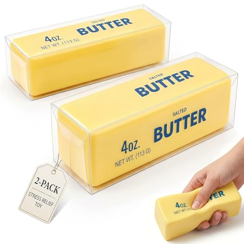 2-Pack Butter Squishy Realistic Squeeze Toy, Stress Relief Toy Fidget Toy, Slow Rising Soft Sensory Tool for Anxiety Relief, Office Desk Accessory for Focus Hand Therapy Decompression Tool