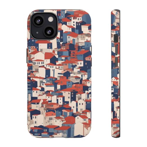 Coque rigide mate maisons urbaines denses pour iPhone 13