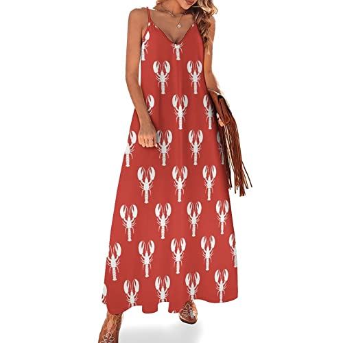 chinese dress ladies SDERDZSE Women's Summer Dresses 3D Lobster Print Maxi Dress Vacation  Outfits Sundress Beach Dresses for Women M at Amazon Women's Clothing store