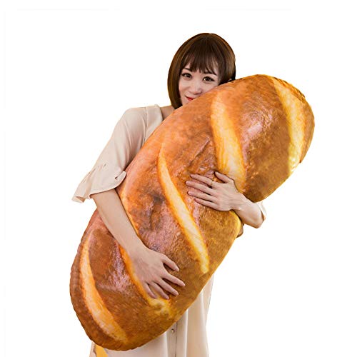 Levenkeness 3D Simulation Bread Plush Pillow,Soft Butter Toast Bread Food Pillow Lumbar Back Cushion Stuffed Toy For Home Decor 39.3" #TOP1