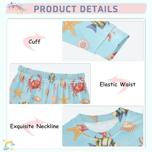Pajama Sets Long Sleeve Marine Life Various Animals Soft Comfy Sleepwear 2 Piece PJS 3-8T4