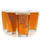 Funny Beer Quote Pint Glasses - Set of 4