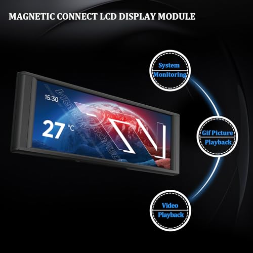 Image of Trofeo Vision LCD Black Edition Case Sub-Display Features a 6.86-inch Full-Color LCD Display (1280x480 Resolution) with a Magnetic Panel Screen, Supporting DIY Dynamic /Static Images