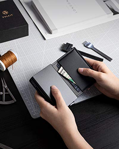 Image of Pop Up Wallet Automatic Slim Leather Credit Card Holder RFID Blocking with Money Clip Business Wallet Holds 12 Cards