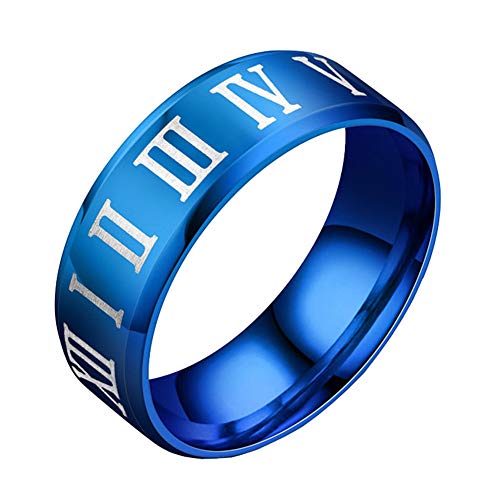 Image of PAURO Roman Numerals Wedding Band | Unisex Stainless Steel Jewelry, 8MM Classic Roman Numerals Couple Ring
