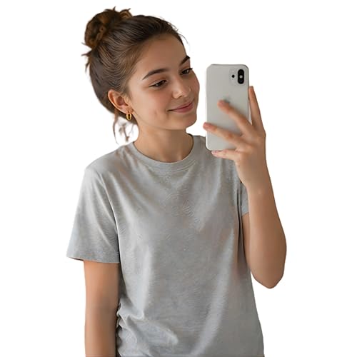 Image of Kids Round Neck Girls Tshirt | Short Sleeves | Natural Organic 100% Cotton Soft Comfortable Fabric | Plain Color Original Branded Half Sleeve | School t-Shirt for Girl Kid | Sleepwear Everyday Casual