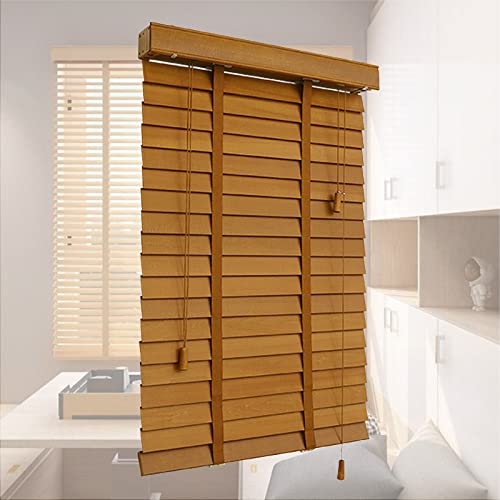 Estor veneciano de madera con listones de 50 mm, aislamiento térmico y características opacas, ideal para puertas y ventanas, apto para uso interior