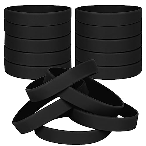 LVNRIDS 30 PCS Silicone Bracelets Wristbands for kid Sports Rubber Elastic Wristband Bracelet for School Activity Party Favors Decorations Black