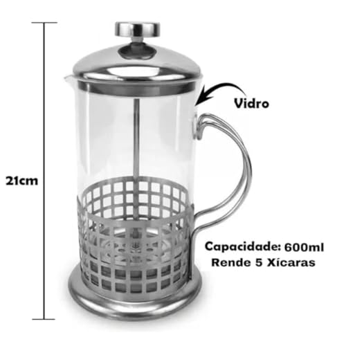 Cafeteira Prensa Francesa Inox Perfeita para Café, Chá e Leite Cremoso, Pressão French Press Prensa