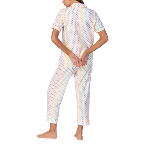 Image of Bed Head PJs Womens Matching Pajamas - Soft Organic Cotton Button Down PJ Shirt & Cropped Pants Set - Loungewear & Sleepwear