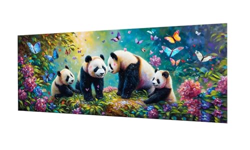 Kit complet diamant painting panda : créez votre décoration murale zen 40x100cm