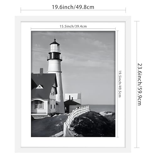 Picrit 20x24 Picture Frame 3 Pack, White Poster Frame, Display Poster 16 x 20 with Mat or 20 x 24 without Mat for Horizontal or Vertical Wall Mounting