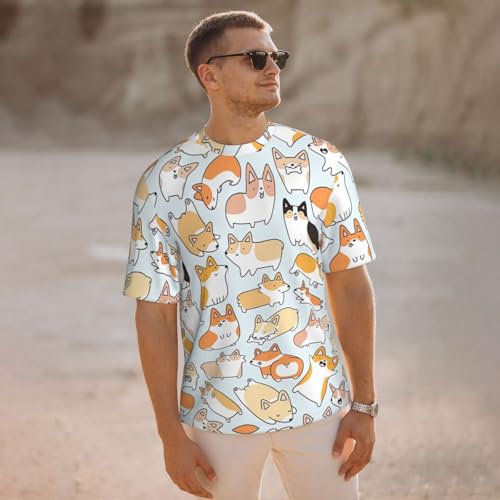 Dry Fit Hunde-T-Shirts für Herren – feuchtigkeitsableitende Fitness-Shirts, Workout-Shirts mit Rundhalsausschnitt, ideal für Fitness, Schwarz, L