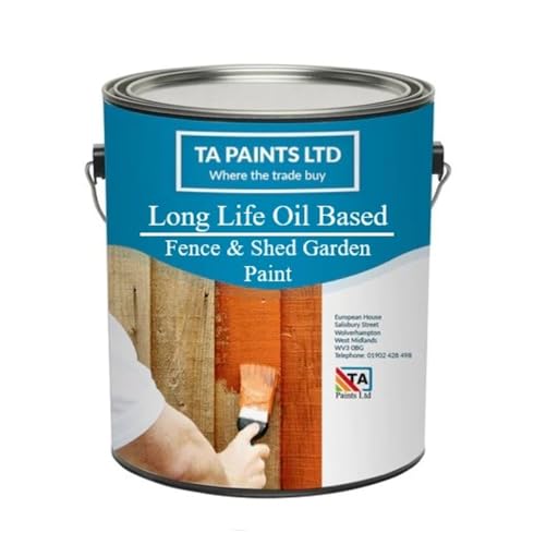 TA Paints Quick Drying Fence and Shed Paint - Multi-Purpose Paint Perfect for Outdoor Use - Ideal for Fences, Decking, Timber, Stone & Brick (5 litres, Matt Black)