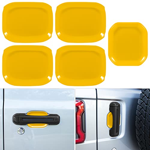 LAIKOU 5PCs Exterior Door Handle Bowl Trim Cover Decoration ABS Accessories for 2018-2021 Jeep Wrangler JL JLU (Yellow)