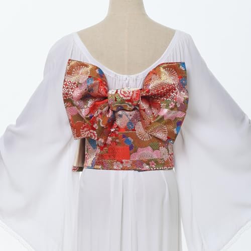 CAMDOM Japanese Traditional Kimono Pre-tied Bow Sakura Obi Belt Sash Yukata Robe Accessories2