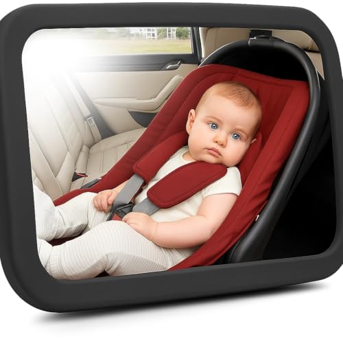 Image of Baby Car Mirror - Shatterproof Rear-Facing Seat Mirror with Clear Wide View & 360 Rotation, Crash Tested