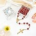NCPLYGOU 8mm Rosary Beads Necklace, Rosary Beads Catholic for Men and Women Comes in a Metal Gift Box, First Communion Rosary Necklace as Gifts(Red)