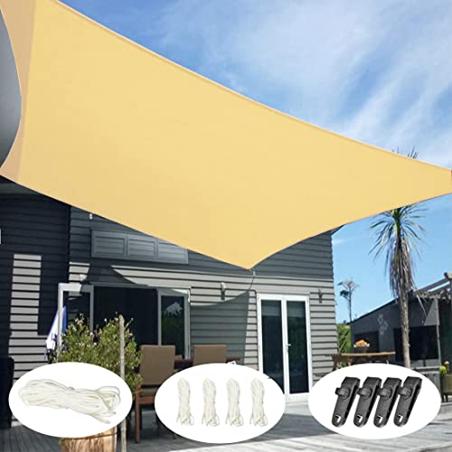 日除け シェード 雨よけ シート 日よけ サンシェード ベランダ 目隠し シェード 防水 撥水 クールシェード シェードセイル UVカット 紫外線 98%カット 庭 デッキ プール 窓ペ 天台 廊下 パーゴラ カーポート キャンプ 野外活動 (ベージュ, 3x4m)