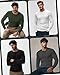 August Alley 4 Pack Men's Cotton Thermal Long Sleeve Shirts Ribbed Crew Neck Tops Slim Fit Undershirts Fall Winter Base Layer(Black, Dark Gray, White, Army Green,Medium)
