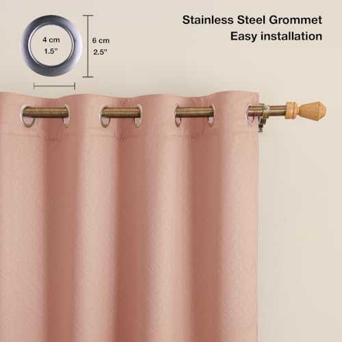Image of HOMEMONDE 100% True Blackout Curtains 9 Feet Long Door - Single Piece Curtain| Embossed Design | Light Block Thermal Insulated & Noise Reducing & Fade Resistant Curtains (Pink, 108Inch)