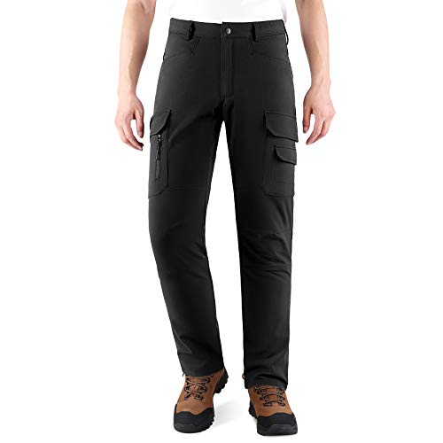 KUTOOK Pantalones Senderismo Trekking Hombre Impermeables Pantalon Softshell Seca Rápido Montaña Escalada con Forro Polar para Otoño Invierno(HP025)